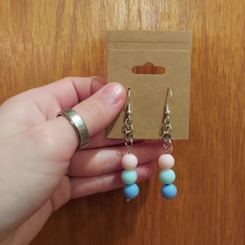 Handmade pink and blue earrings